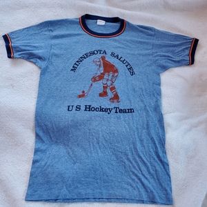 Minnesota Salutes USA Hockey Team Vtg 1980 Olympics T-Shirt, Sz L